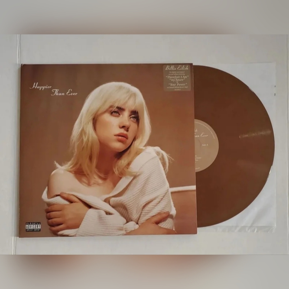 Billie Elish Happier Than Ever Indie Exclusive Vinyl Record + Handkerchief - Picture 4 of 7